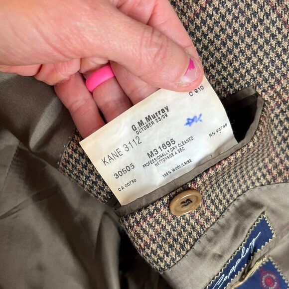 Coppley Ermenegildo Zegna 100% Wool Blazer Men's L/XL Three Button Plaid Brown - Picture 9 of 14